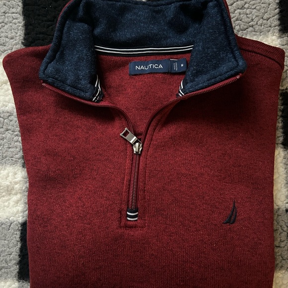 Nautica Other - Nautica Men's Burgundy Zip-Up Sweater